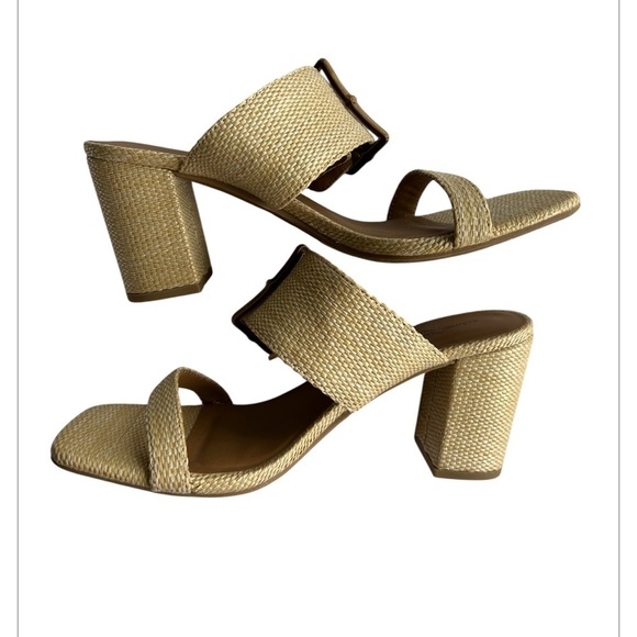 Universal Thread Bristol Woven Raffia Straw Block Heels Excellent Size 8.5 - Picture 4 of 8